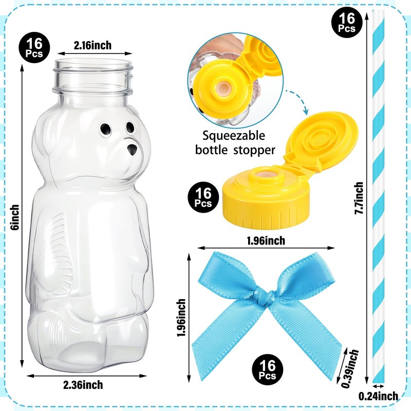 Honeydak 16 Pack Bear Straw Honey Cup for Baby 8