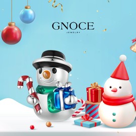GNOCE Christmas Snowman Charm Sterling Silver Bead Christmas Charm Fit Bracelet/Necklace for Women Wife/Jewelry Gift
