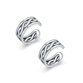 CHIC & ARTSY Ear Cuff Set Women's Ear Cuff Earrings 925 Sterling Silver Earcuffs Set Helix Cartilage Ear Cuff Without Ear Hole Wrap Earring Fake Earrings Ear Cuffs Ear Cuff Ear Cuff, Sterling Silver,