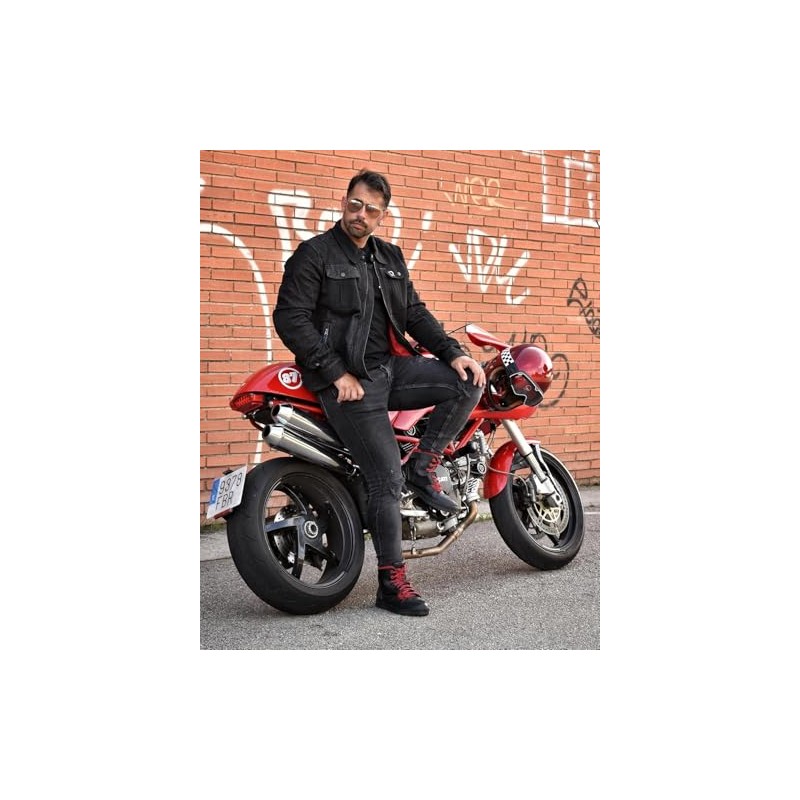 BORLENI Motorcycle Jacket Men's Motorcycle Denim Jacket with Protectors Breathable