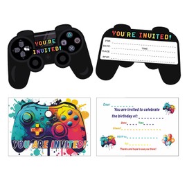 Anmahe 21 Pcs Party Invitations Kids, Video Gaming Birthday Party Invitations Birthday Invitations for Boys,Game Handle Design,Suitable as Game Player,Children's Birthday,Celebration Party Supplies
