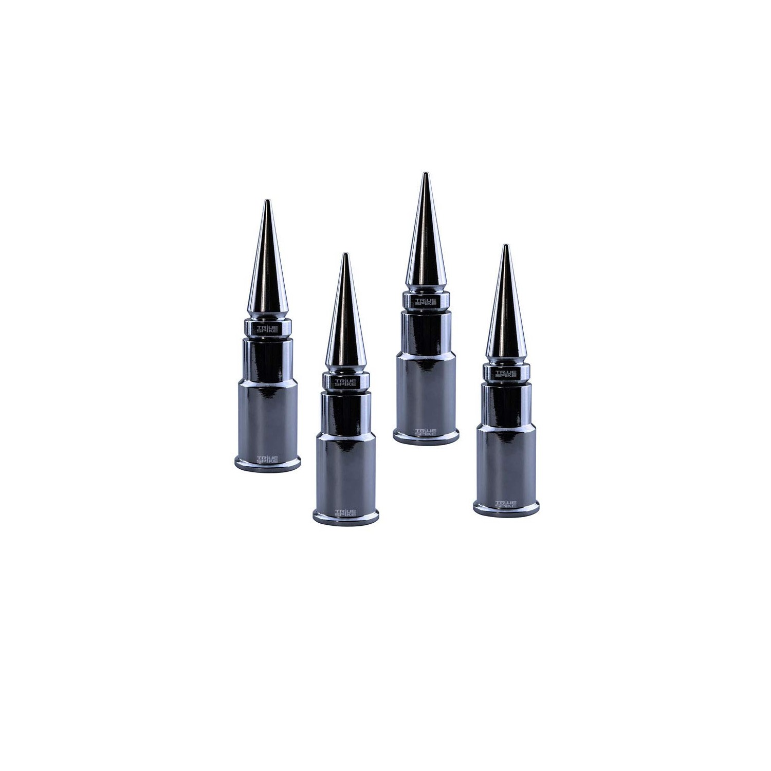 TRUE SPIKE 4 pc Chrome Spike Tire Air Valve Stem CAPS Cover in Heavy ...