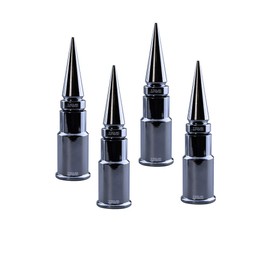 TRUE SPIKE 4 pc Chrome Spike Tire Air Valve Stem CAPS Cover in Heavy Gauge CNC Machined Billet Aluminum Short Compatible with Passenger Cars Autos Automobiles