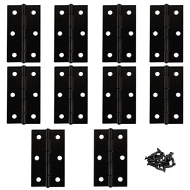 Adyoney 10 Pcs 2.5 Inch Black Door Hinge Cabinet Hinge, Reliable Black Ball Bearing Butt Hinges for Windows, Cabinets, and Outdoor Use, Includes Mounting Screws