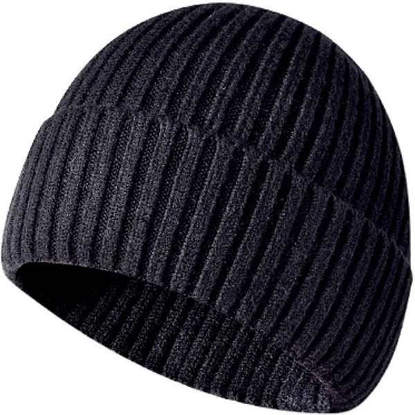 [FREESE] Knit Hat, Beanie, Cap, Cold Protection, Warm Warm, Good Quality Rayon, Thick Ribbed, Solid Color, UV Protection, One Size Fits Most, Black