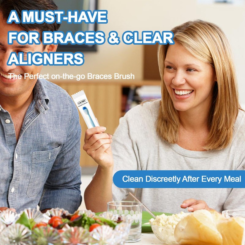 JOUGE 4-in-1 Pre-Pasted Travel Toothbrushes, 40 Pack,Mint, No Water Needed