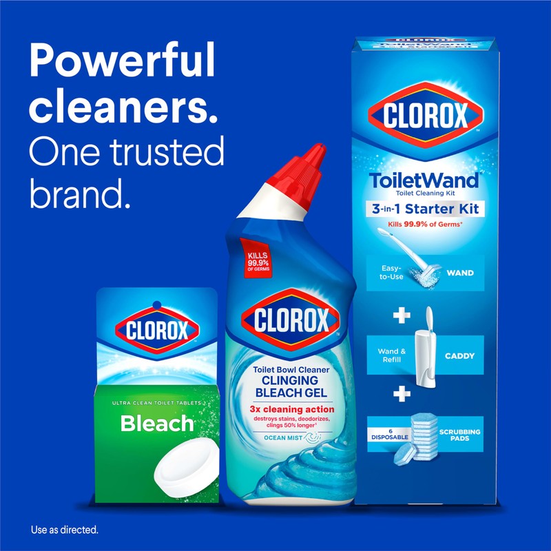 CLOROX Toilet Bowl Cleaner Clinging Bleach Gel, Ocean Mist, 24