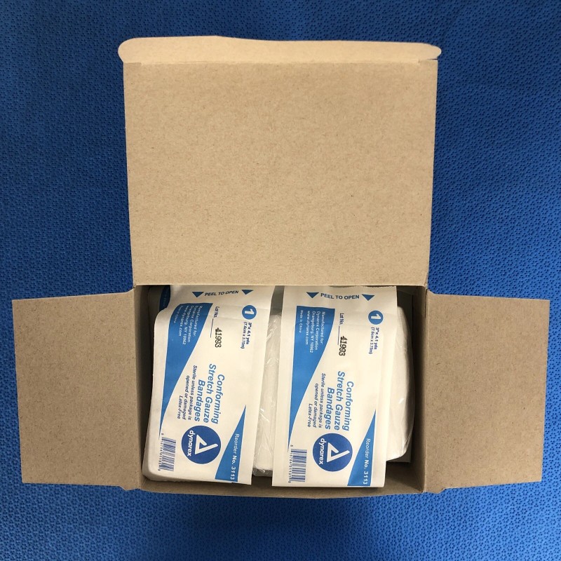 Dynarex 3113 Conforming Stretch Gauze Bandages, Box of 12 rolls