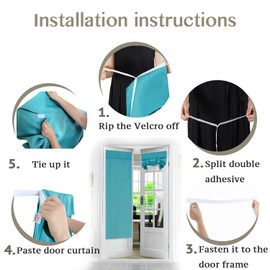 Tricia Blackout Curtains for Double Door, Rod Pocket Thermal Insulated Curtain Panels for French Door - Privacy Assured Noise Reducing Glass Door Curtains, 2 Panels, 26 x 68 Inches, Teal