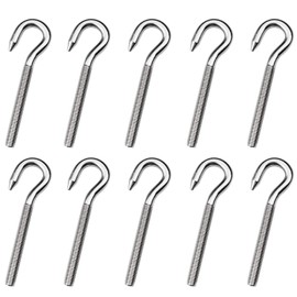 Aallo 10Pcs M6 Hook Bolt 304 Stainless Steel Ring Screw Heavy Duty Hanging Hooks Screw Long Shank for Brazilian Hammocks, Swing Chair, Garden, Boat