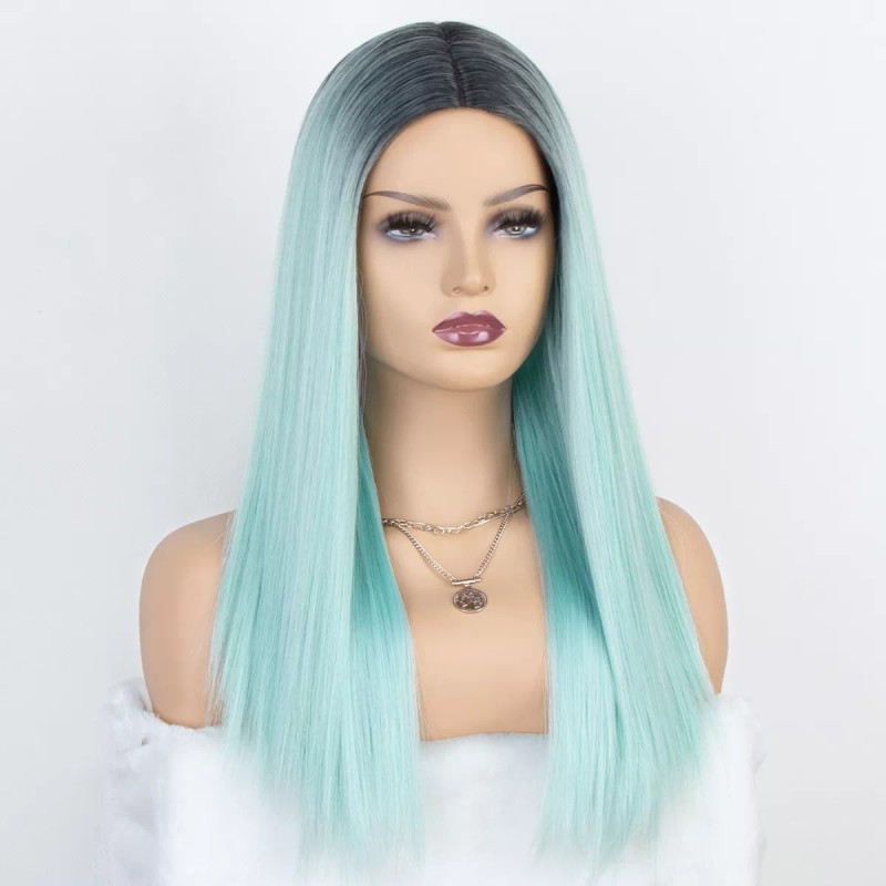 K'ryssma Peluca Sintética Recta Sin Pegamento Verde Menta K'ryssma