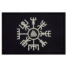 Viking Vegvisir Rune Valknut Morale Patch [3.0 X 2.0 inch -PVC Rubber- Glow in Dark-R5]