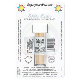 Sugarflair Gold Rush Edible Lustre Dust (E171 Free), Add a Lustrous Shine to Cakes or Decorations. Brush On or Add Rejuvenator to Create Eye-Catching Edible Paint- 2g