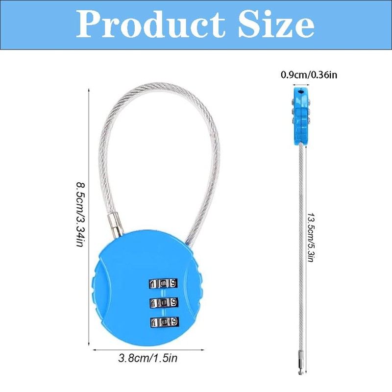 LightBeacon Pack of 6 Luggage Lock, Suitcase Lock, Combination Lock,