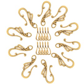 COHEALI S Ring Toggle Clasps 10 Sets Drop Silver S Hook Ring Jewelry Clasps Ring Clasps Connectors for Necklace Bracelet Jewelry Making DIY Crafts - Golden