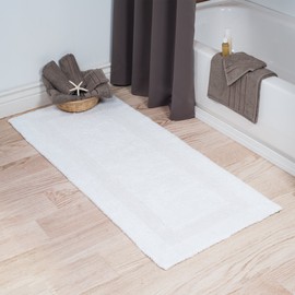 Bedford Home 100% Cotton Reversible Long Bath Rug - White - 24x60