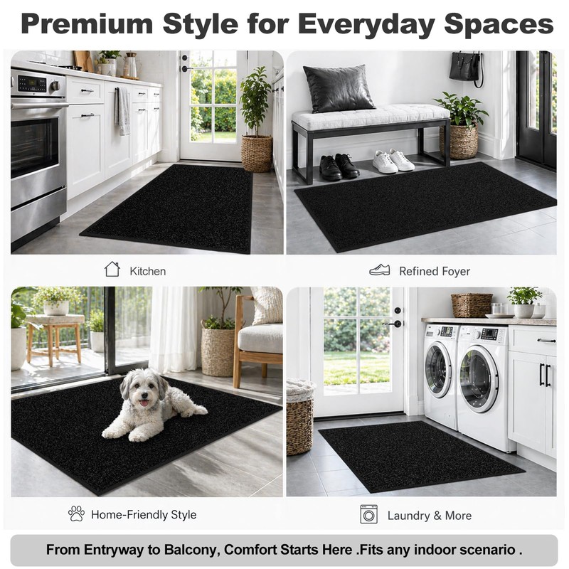 Super Absorbent Front Door Mat, 36" x 24", Non-Slip Washable