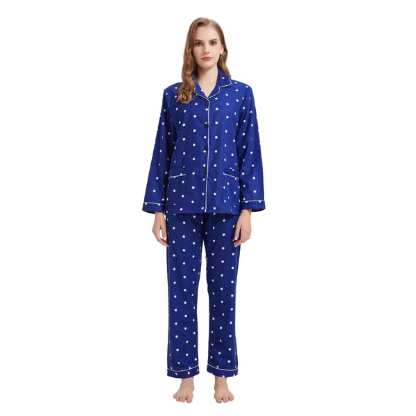 GLOBAL Pyjamas for Women Flannel Cotton Sleepwear long Ladies Pyjamas