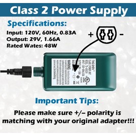 Goodsby Class 2 LED Transformer for Christmas X-Mas Tree Lights, Holiday Lighting, LED String Light 29V 1.66A Power Supply 48W Raintight IP44 Indoor Outdoor US Plug Power Adapter UL-Listed (TS-48W29V)