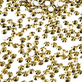 Metallic Gold Nail Rhinestones Flatback 2880pcs SS10 2.8mm K9 Glass Nail Stones Bulk Mine Gold Nail Art Nail Charms Round Gems Beads Diamonds Jewels Glue Fix for Nails Eyes Face Makeup Clothes Crafts