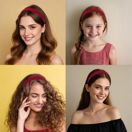 Wecoe 10pcs Headbands for Women Suede Like Headbands 1 Inch Wide Red Headband Non Slip Fashion Costume Hair Accessories Women Girls Diademas Para Mujer