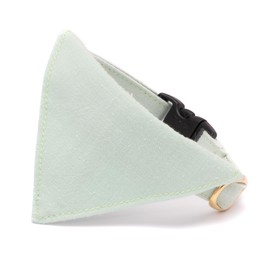 ぽぽねこ バンダナ付き猫首輪 MUJIコットンプレーン セイフティバックル・鈴付き・ハゲにくい (浅緑, M)