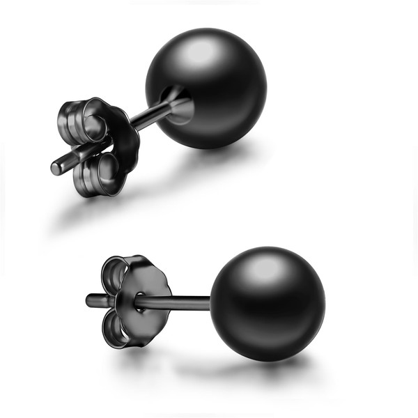 day.berlin 925 Silver Ball Stud Earrings 18 Carat Gold-Plated Round