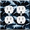 Double Duplex Outlet Cover Wall Plate - Undersea Great White