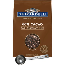 Ghirardelli 60% Cacao Chocolate Chip, 5lb Bag with Ghirardelli Stamped Barista Spoon