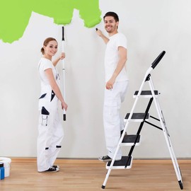 Nightcore 4 Step Ladder Folding Step Stool Platform, Multiuse Stepladder with Sturdy Frame Rubber, Hand Grip Anti-Slip Pedal, Home Kitchen Tool Lightweight Portable Ladder, 330 Lbs Capacity