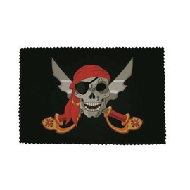 U24 Brillenputztuch Pirat mit Kopftuch und Säbel Fahne Flagge Glasreinigungstuch Microfasertuch