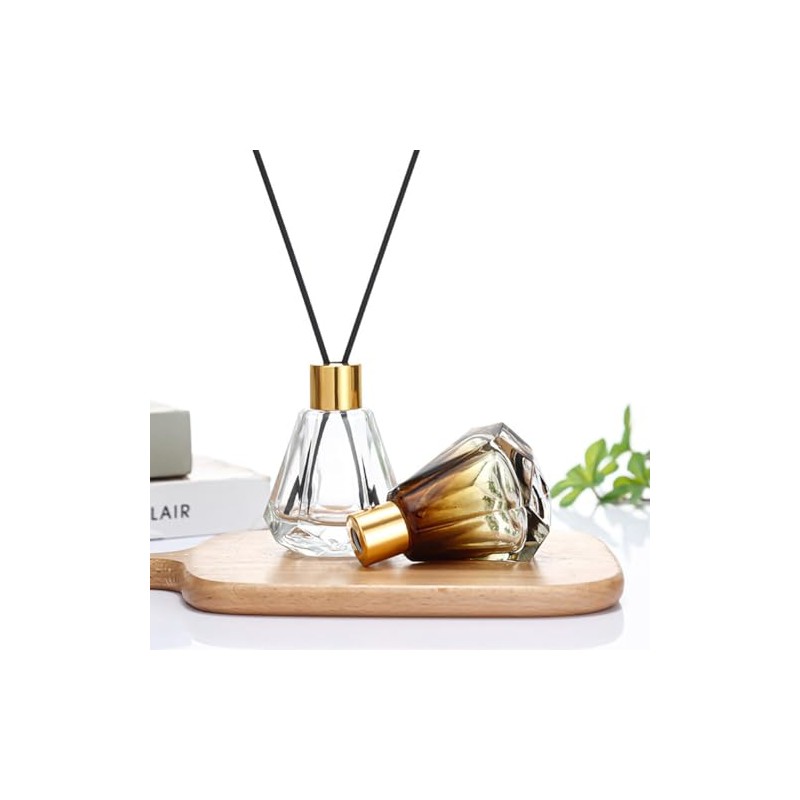 2Pcs 60ml/2oz Diffuser Bottles Empty Refillable Glass Diffuser Jars Aromatherapy