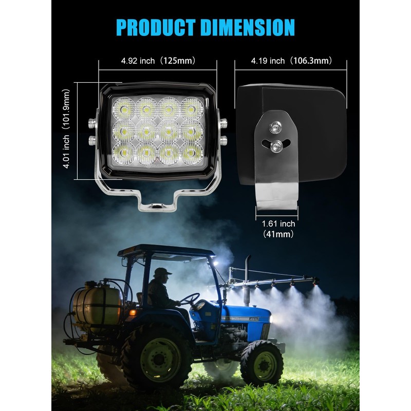 ZIMABLUE 5 Inch 60W Tractor Work Light, Led Pod Lights,6000