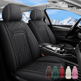 ITEYAO Car Seat Covers for Mazda 3 2004-2023 2024,5 Seats Full Set Breathable Nappa Leather Seat Cover Fit Mazda3,Waterproof Car Seat Protector, Airbag Compatible Automotive Seat Covers(Black)