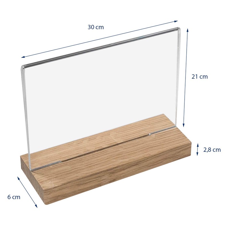 HMF 46945 Acrylic Table Stand with Wooden Base DIN A4
