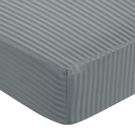 PiccoCasa 100GSM Microfiber Striped Bed Fitted Sheet, 16 Inch Deep Pocket Bed Mattress Cover, Durable Soft Breathable Wrinkle Resistant Bottom Sheets Dark Grey Double