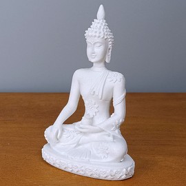 YOUFINE - Estatua de meditación de yoga de Buda blanca con diseño de piedra arenisca coleccionable, decoración de escultura de Feng Shui para oficina en casa (132)