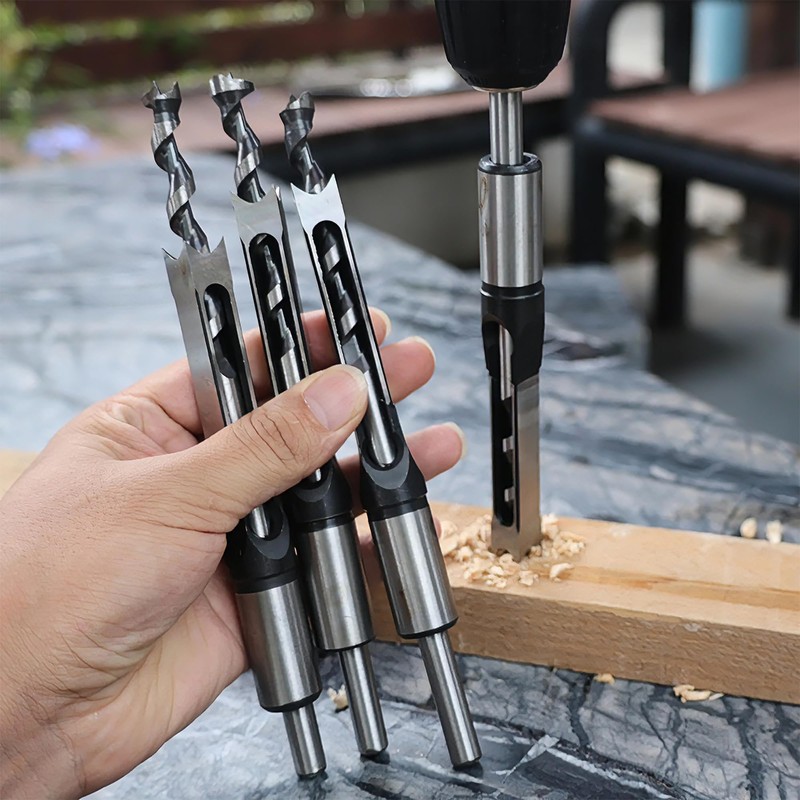 HUHAO 4 Pcs Square Hole Drill Bit Set, HSS Sharp