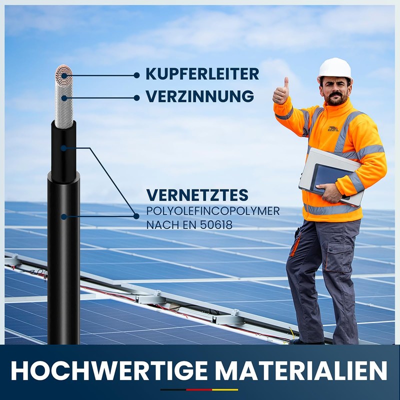 ANFIL Solar Cable, PV Cable, DC Rated, Black & Red,