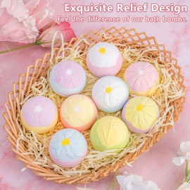 MOKYDUO Badebomben-Geschenk, 9er-Set, Geburtstagsgeschenk, enthält ätherische Öle, Badekugel, zum Baden, hautfreundlich, feuchtigkeitsspendend (Blumenförmige Badebombe)