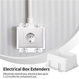 yeesport 3 Pcs Electrical Box Extenders, BE2 Electrical Outlet Box Extenders with 12 Screws, 2-Gang Electrical Power Box Extensions, Power Switch Receptacles Accessories, White
