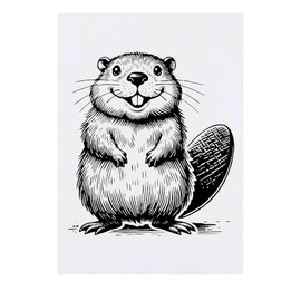 'Happy Baby Beaver' Temporary Tattoo - Water Resistant, Skin-Safe, Non-Toxic Transfer (TO00081331)