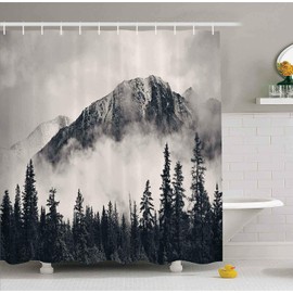 Mantto Canadian Smoky Mountain Cliff Outdoor Idyllic Photo Art Shower Curtain, National Parks Home Decor Curtain, Waterproof Polyester Fabric Bathroom Shower Curtain with Hooks 72" x 72"