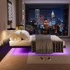 AGXI Floating Bed Frame with LED Lights and Charging Station,