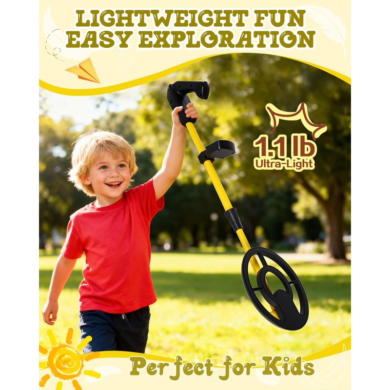 JOYAIRE Kids Metal Detector with 7.4" Waterproof Coil, Beach Toys
