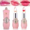 BKPPLZP 2 Pack Crystal Flower Jelly Lipstick,Magic Color Changing Lipstick,PH