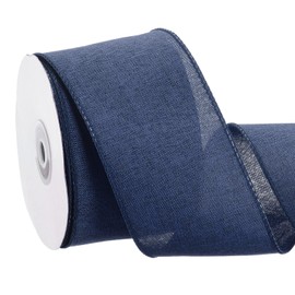 uxcell Burlap Wired Ribbon 2-1/2 Inch x 10 Yard, Wired Edge Ribbon for Craft Gift Wrapping Wreath Christmas Tree Decoration,Navy Blue