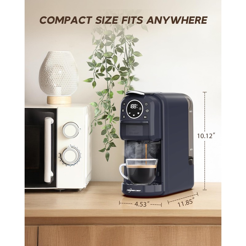 PURHUGO CHEF Multi-Capsule Espresso Machine, Brews Coffee or Hot Water,