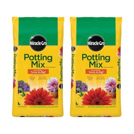 Miracle-Gro 2 Pack Potting Soil Mix for Container Plants, Flowers, Vegetables, Shrubs, Annuals, and Perennials, Feeds for Up to 6 Months, 2 Cu Ft