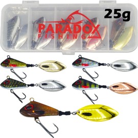 Paradox Fishing Jig Spinner Set of 5 25 g Delusory 2.0 Inch Spin Jig for Bass Fishing Perch Bait Zander Bait Pike Bait Spinner Bait Spinner Bait - Optimal Bass Bait